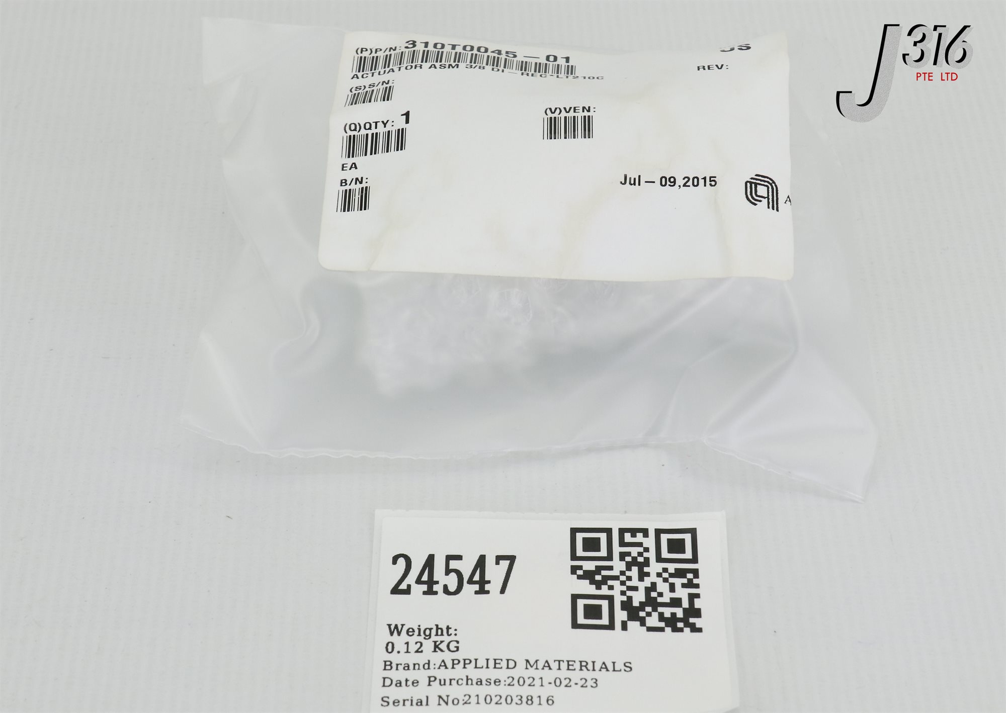 24547 APPLIED MATERIALS ACTUATOR ASM 3/8 DI-REC*LT210C (NEW